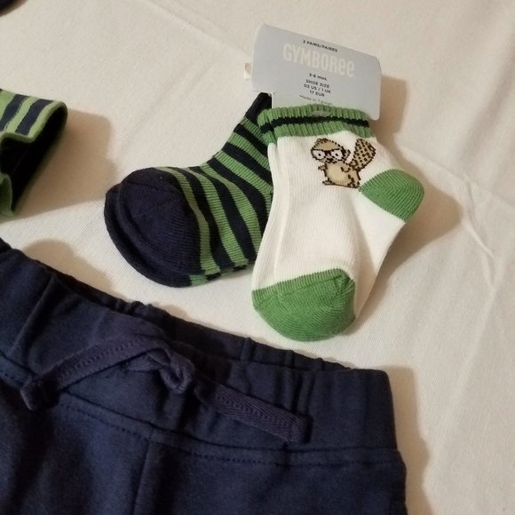 Gymboree Smart Little Guy 0-3 Month Pants & Shirt, 3-6 Month socks & Hat NWT Out - Picture 4 of 5